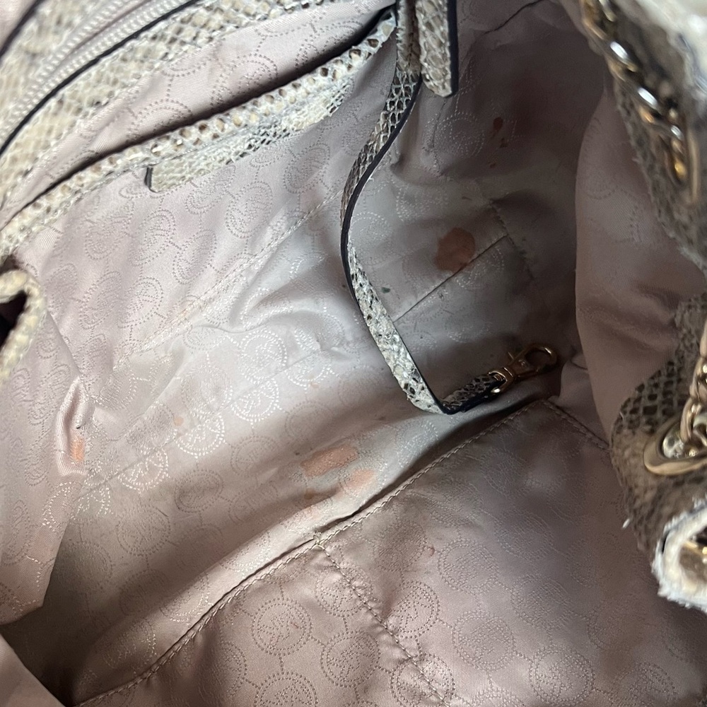 Vintage Michael Kors Beige/Brown Python Embossed … - image 7